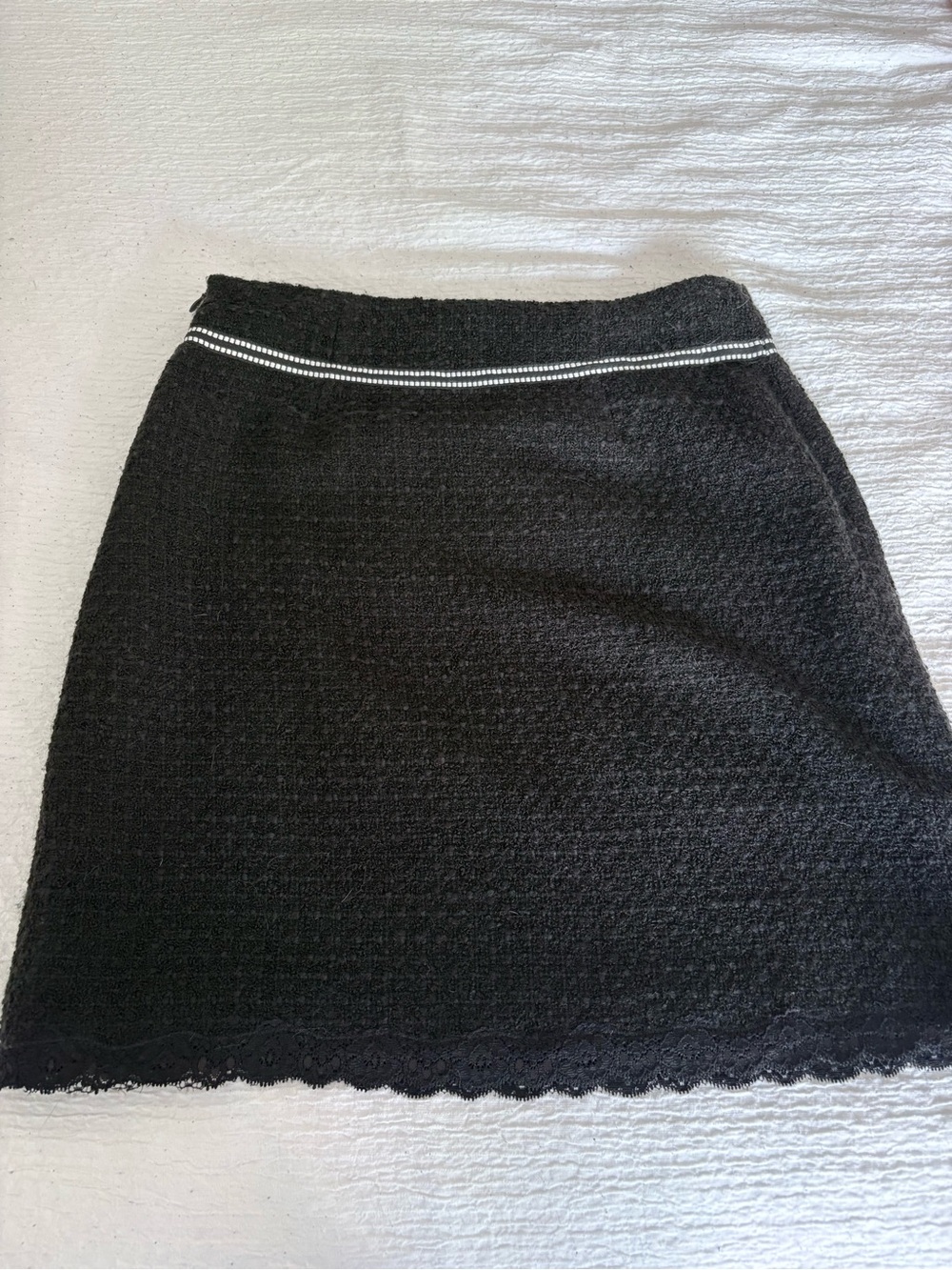Context Black A-Line Skirt with Contrast Waist Trim